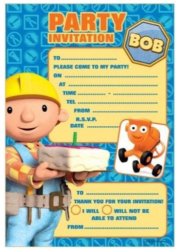 Bob The Builder 20 Paper Invites