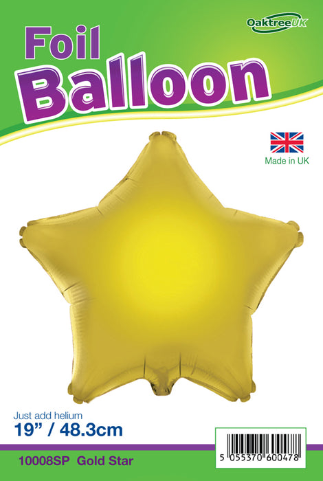 19'' Packaged Star Gold Foil Balloon