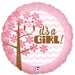 18'' Its A Girl Baby Owl Foil Balloon