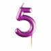 #5 Metallic Pink Finish Numerical Candles 6 cm