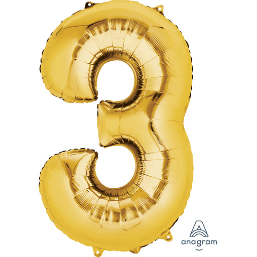34'' Shape Foil Number 3 - Gold (Anagram)