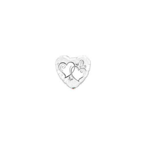 36'' Entwined Hearts Silver Foil Balloon