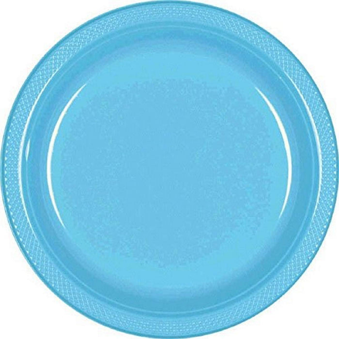Caribbean Blue Plastic Plate 17.7Cm 20pk