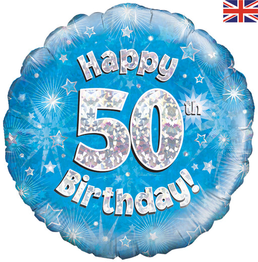 18'' Foil Happy 50th Birthday Blue