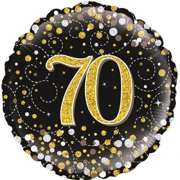 70th Birthday Sparkling Fizz Black & Gold