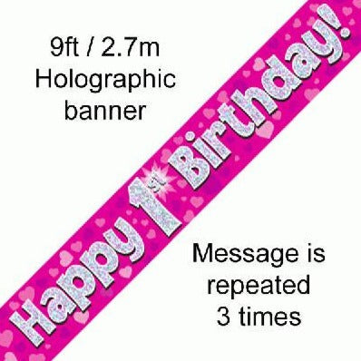 Foil Banner 1st Birthday Pink