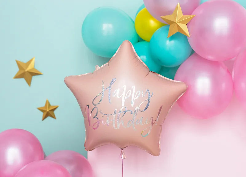 Happy Birthday Star, 40cm, light powder pink