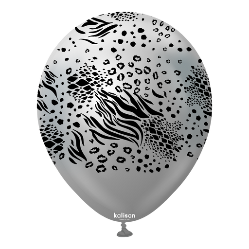 12" Mirror Silver (Black) Mutant Safari Balloons (25pk)