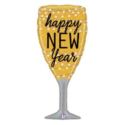 37'' New Year Champagne Glass Holographic Foil