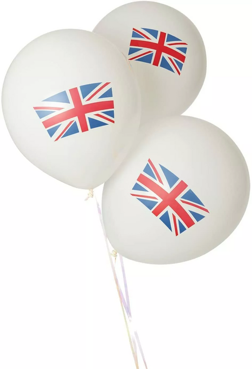 12'' White Printed Union Jack Latex  50pk