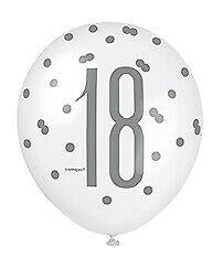 Blue Glitz 18th Birthday Latex Balloons 6pk