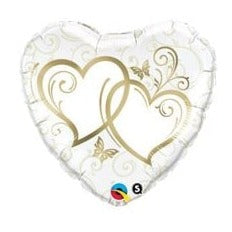 18'' Entwined Hearts Gold Foil Balloon