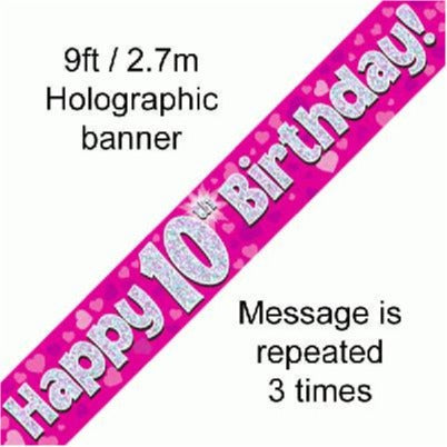 Foil Banner 10th Birthday Pink