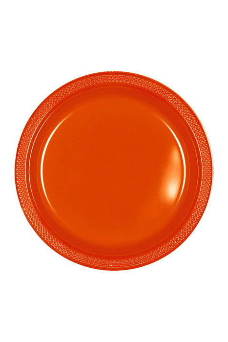 ORANGE PLASTIC PLATES 23CM 20PK