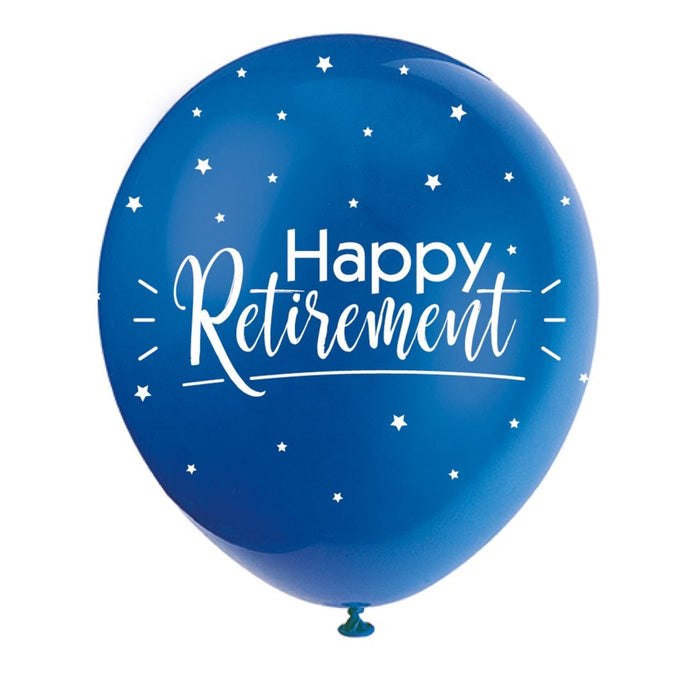 Pearlised Latex Assorted Happy Retirement Balloons, Pack Of 5