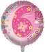 Flowers / Pink 6th Birthday 18 Inch Foil Balloon