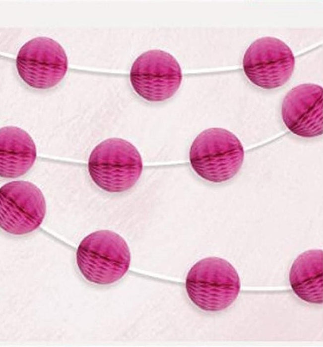 Hot Pink Honeycomb Ball Garland 7ft