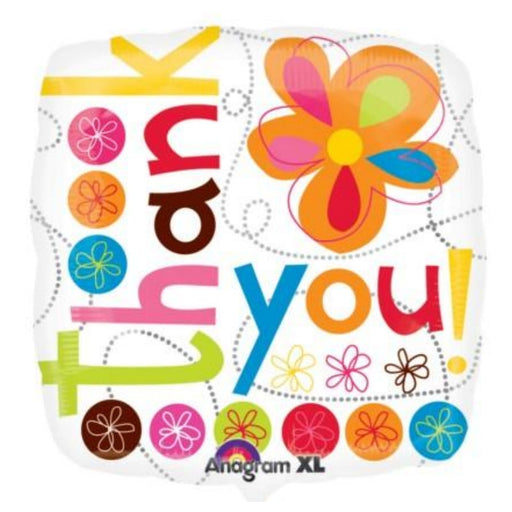 18'' Foil Thank You Colourful Flwrs