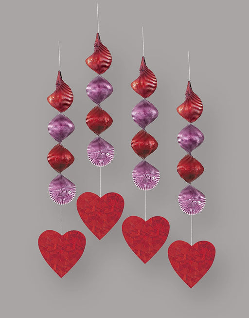 18'' Prismatic Hanging Hearts 4Pk