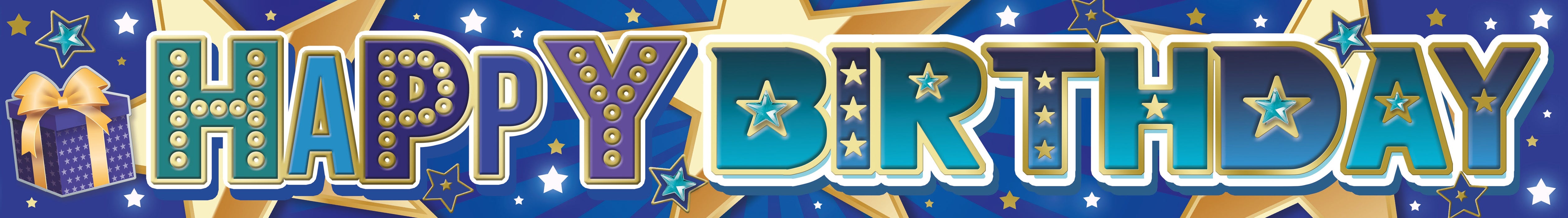 Happy Birthday Blue Stars Banner