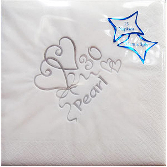 30th Anniversary Pearl Napkins 15pk