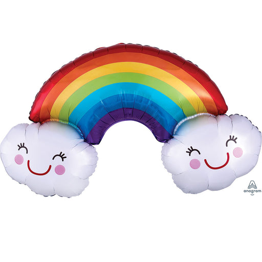 37'' Rainbow and Clouds SuperShape Foil Balloon
