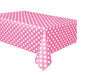 Hot Pink Polka Dot Plastic Table Cover