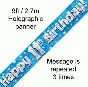 Foil Banner 11Th Birthday Blue