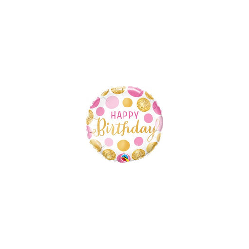 18'' Happy Birthday Pink & Gold Dots Foil