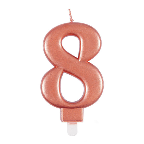 Metallic Rose Gold Number 8 Birthday Candle