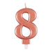 Metallic Rose Gold Number 8 Birthday Candle