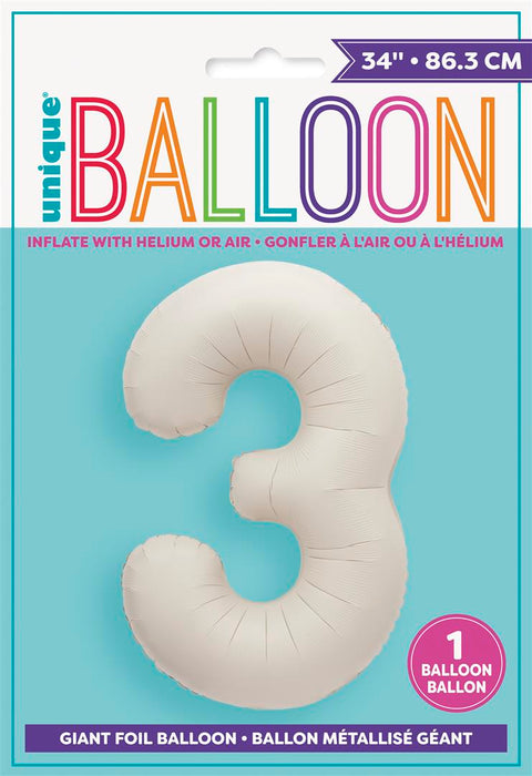 34" Nude Number 3 Foil Balloon