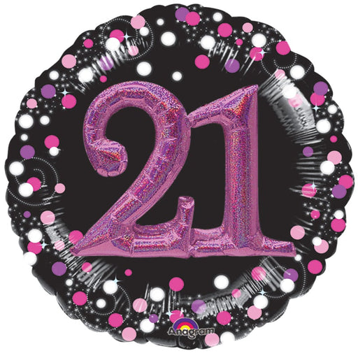 32'' 3-D 21 Pink Sparkling Birthday