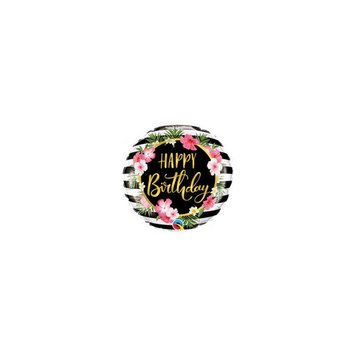 18'' Foil Hibiscus Stripes Happy Birthday