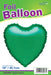 18'' Packaged Green Heart Foil Balloon