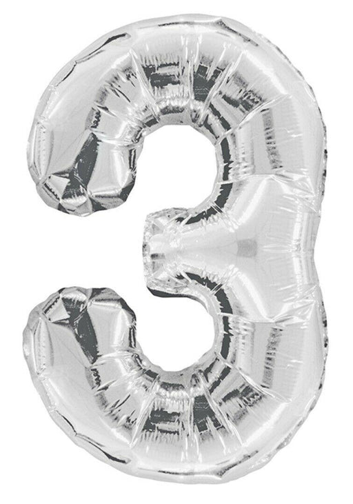 Giant Silver Foil Number '3' Balloon