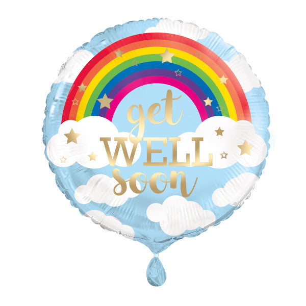 Rainbow Get Well Soon Round Foil Balloon 18''