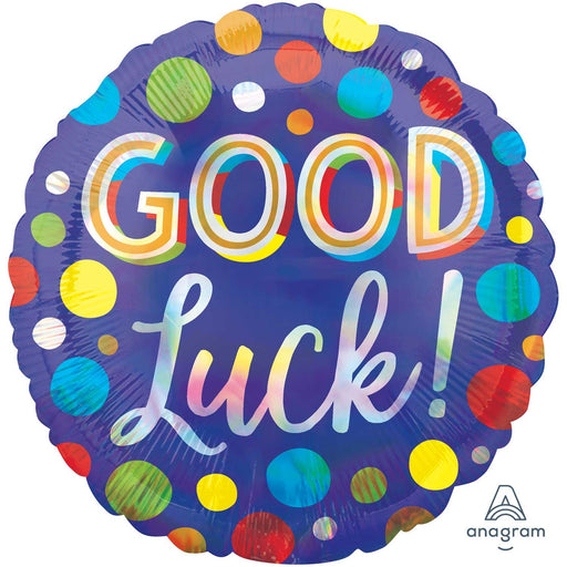 Good Luck! Iridescent Standard Spotty Balloon 18 Inch