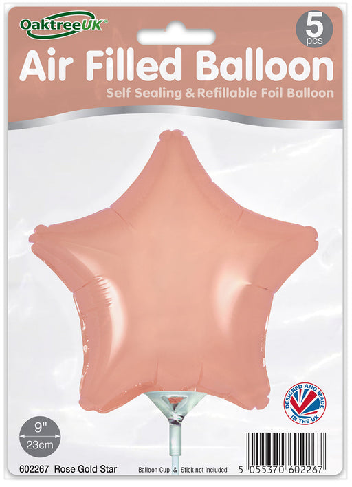 Rose Gold Star (9 Inch) Packaged 5pk