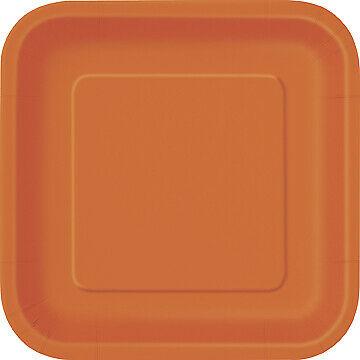 Orange Square Paper Party Side Plates 16pk