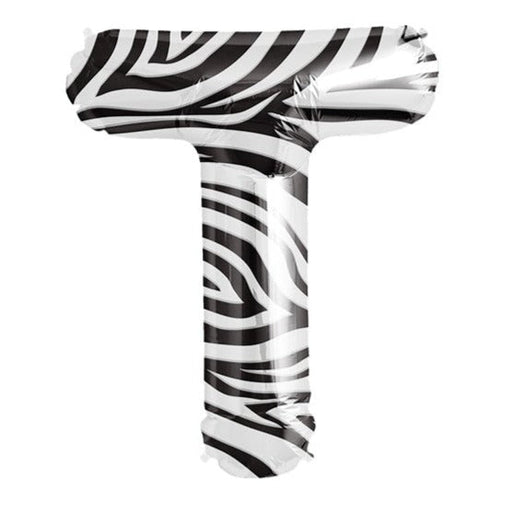 34'' Super Shape Foil Letter T - Zebra