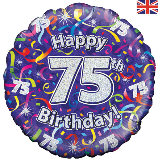 18'' Foil Happy 75th Birthday Streamers