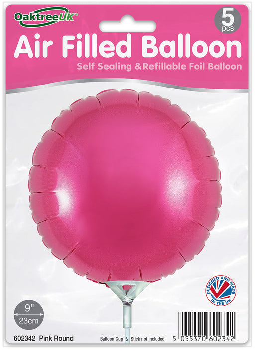 Pink Round (9 Inch) Packaged 5pk