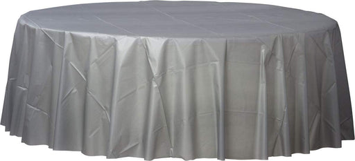Silver Round Plastic Tablecover 213 Dia