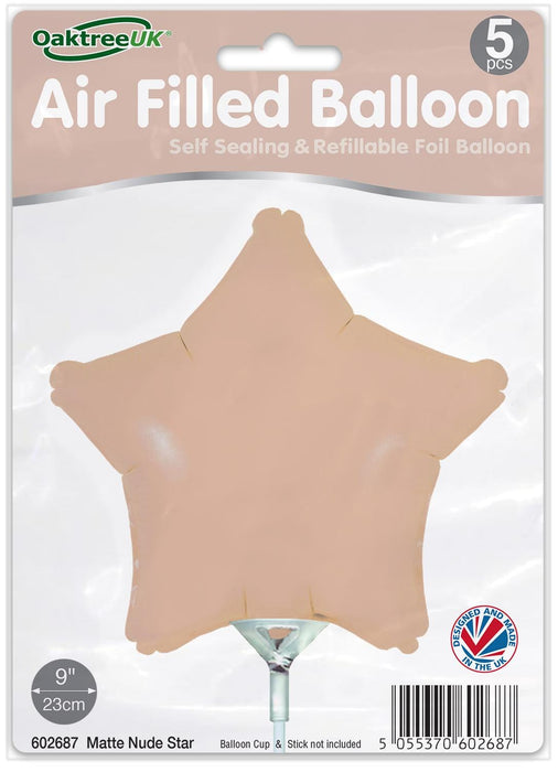 HouseParti Wholesalers Foil Balloon Matte Nude Star (9 Inch) Packaged 5pk