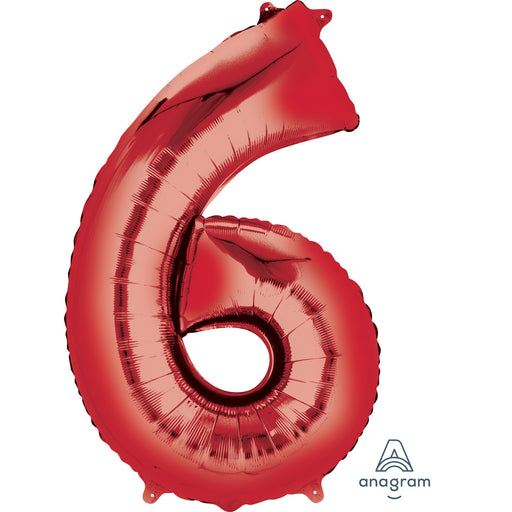 34'' Shape Foil Number 6 - Red (Anagram)