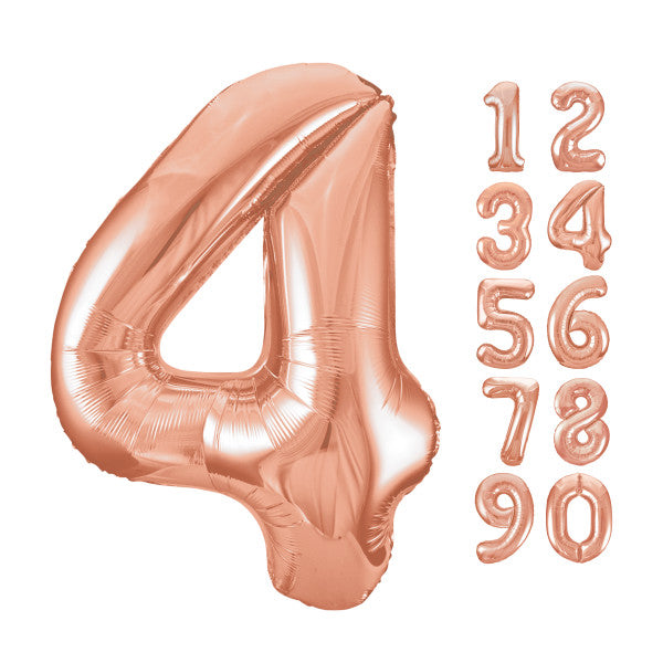 Rose Gold Number 4 Shaped Foil Balloon 34''