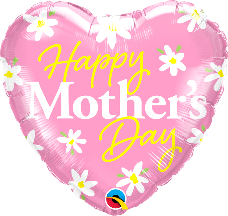 Happy Mothers Day Heart Balloon With Daisy's