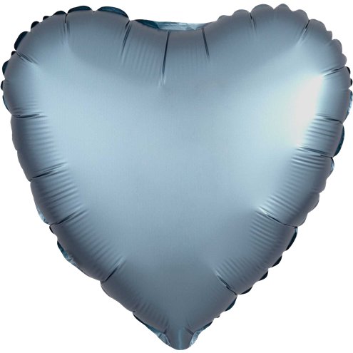 18 Inch Heart Satin Steel Blue Plain Foil (Flat)