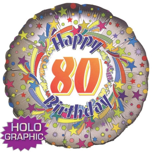Happy 80th Birthday Holographic 18 Inch